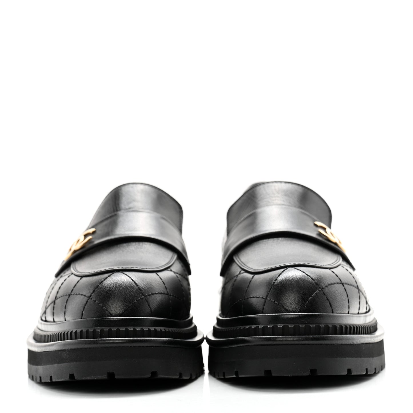 Calfskin Quilted CC Mocassin Loafers 41 Black