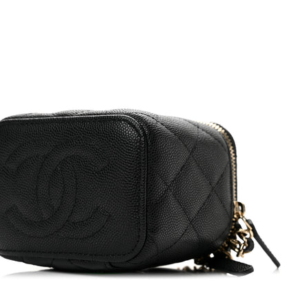 Chanel Caviar Quilted Mini Vanity Case With Chain Black 9 of 10