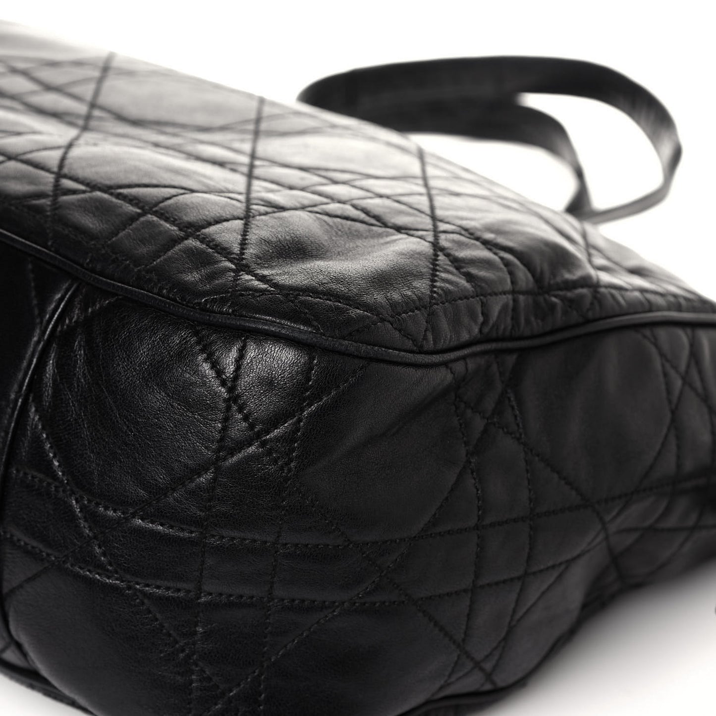 Lambskin Cannage Drawstring Tote Black