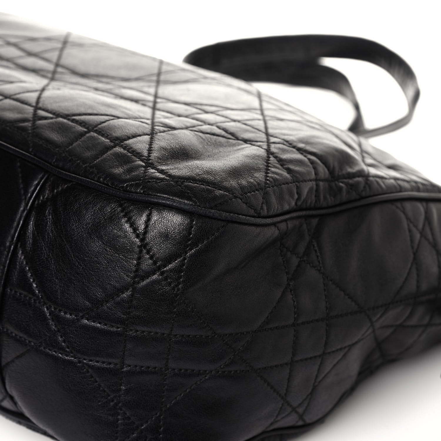 Christian Dior Lambskin Cannage Drawstring Tote Black 7 of 10