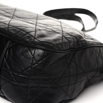 Christian Dior Lambskin Cannage Drawstring Tote Black 7 of 10