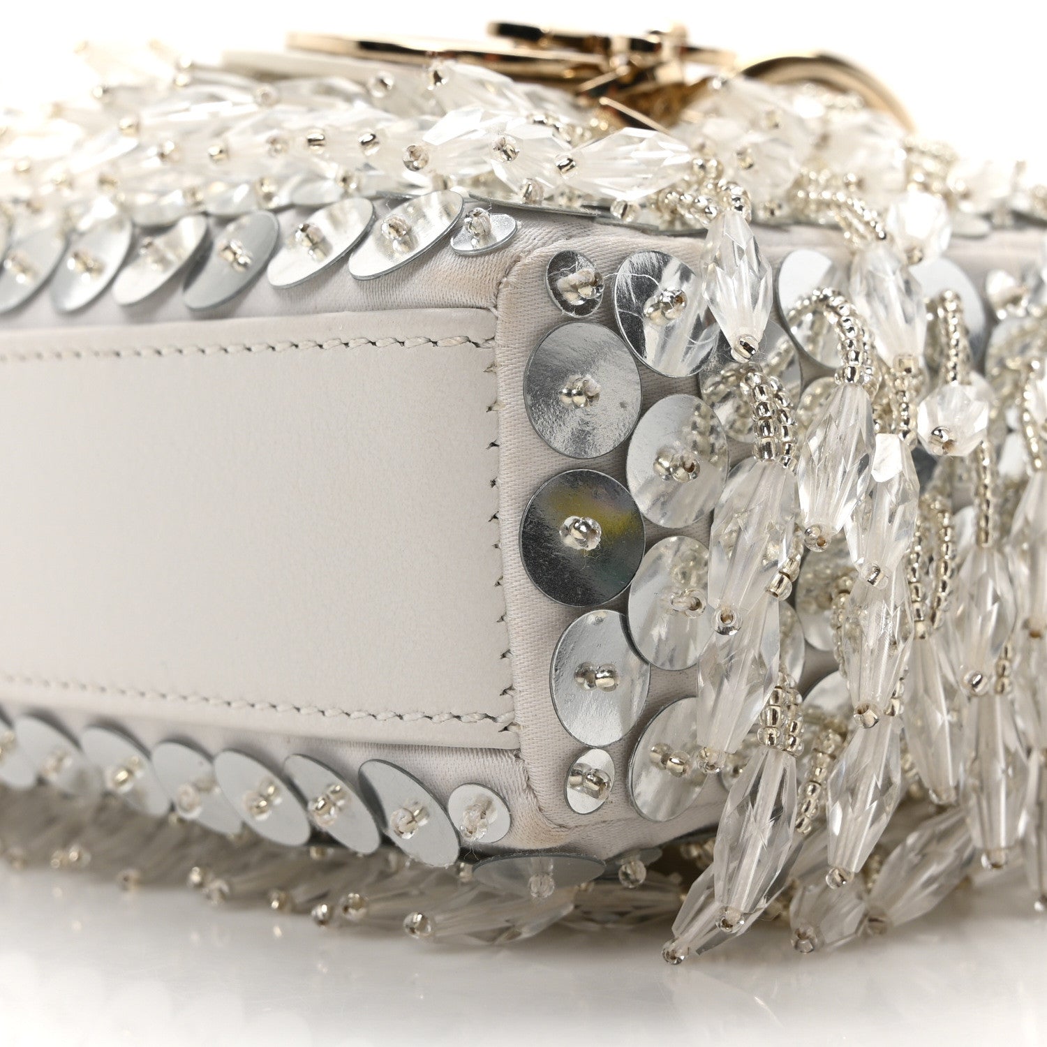 Christian Dior Lambskin Sequin Beaded Embroidered Micro Lady D-Joy White 9 of 10