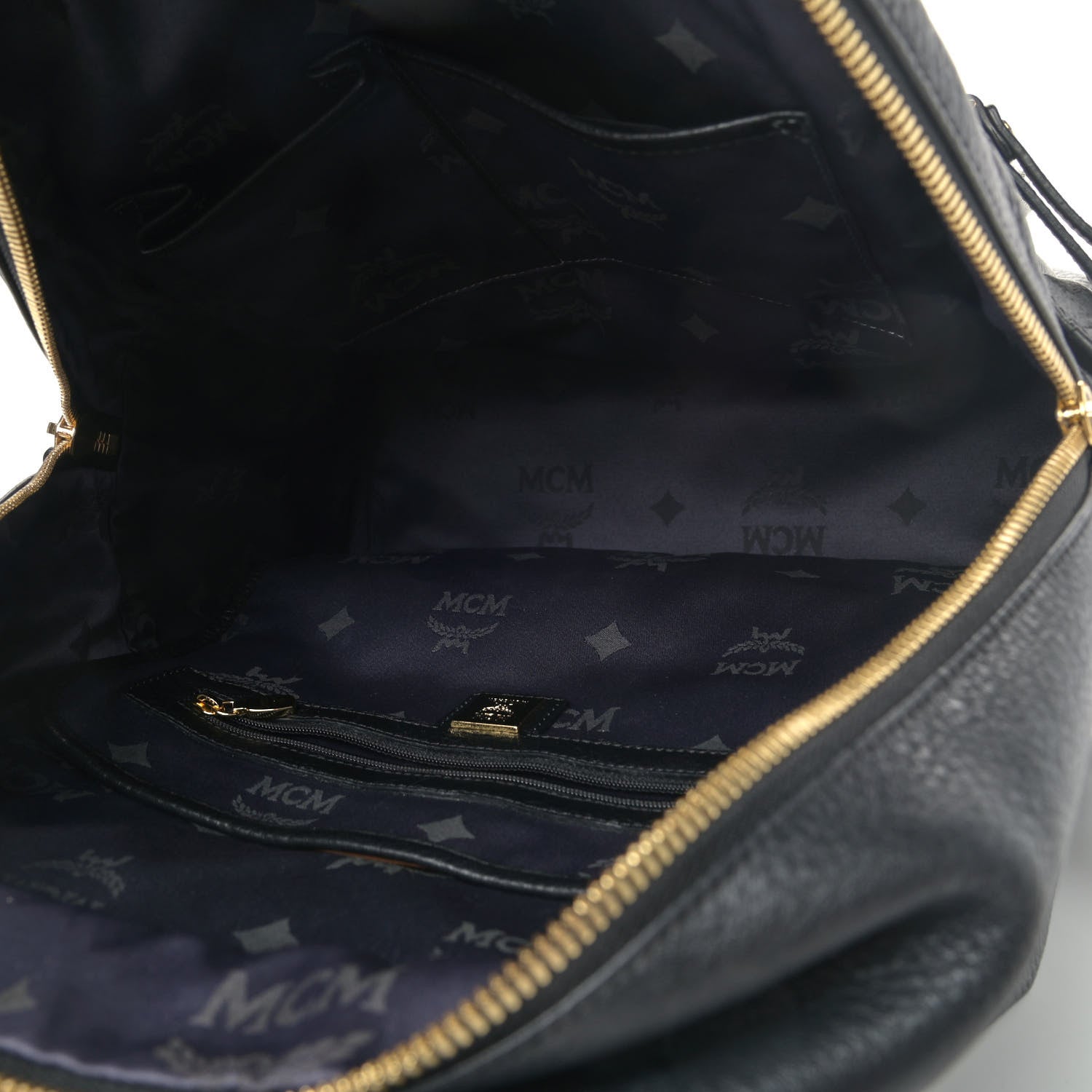 MCM Striped Visetos Studded Medium Stark M Backpack Black Phantom Grey 4 of 4
