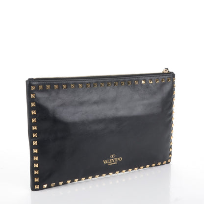 Valentino Garavani Vitello Large Rockstud Zip Wristlet Pouch Black 3 of 7