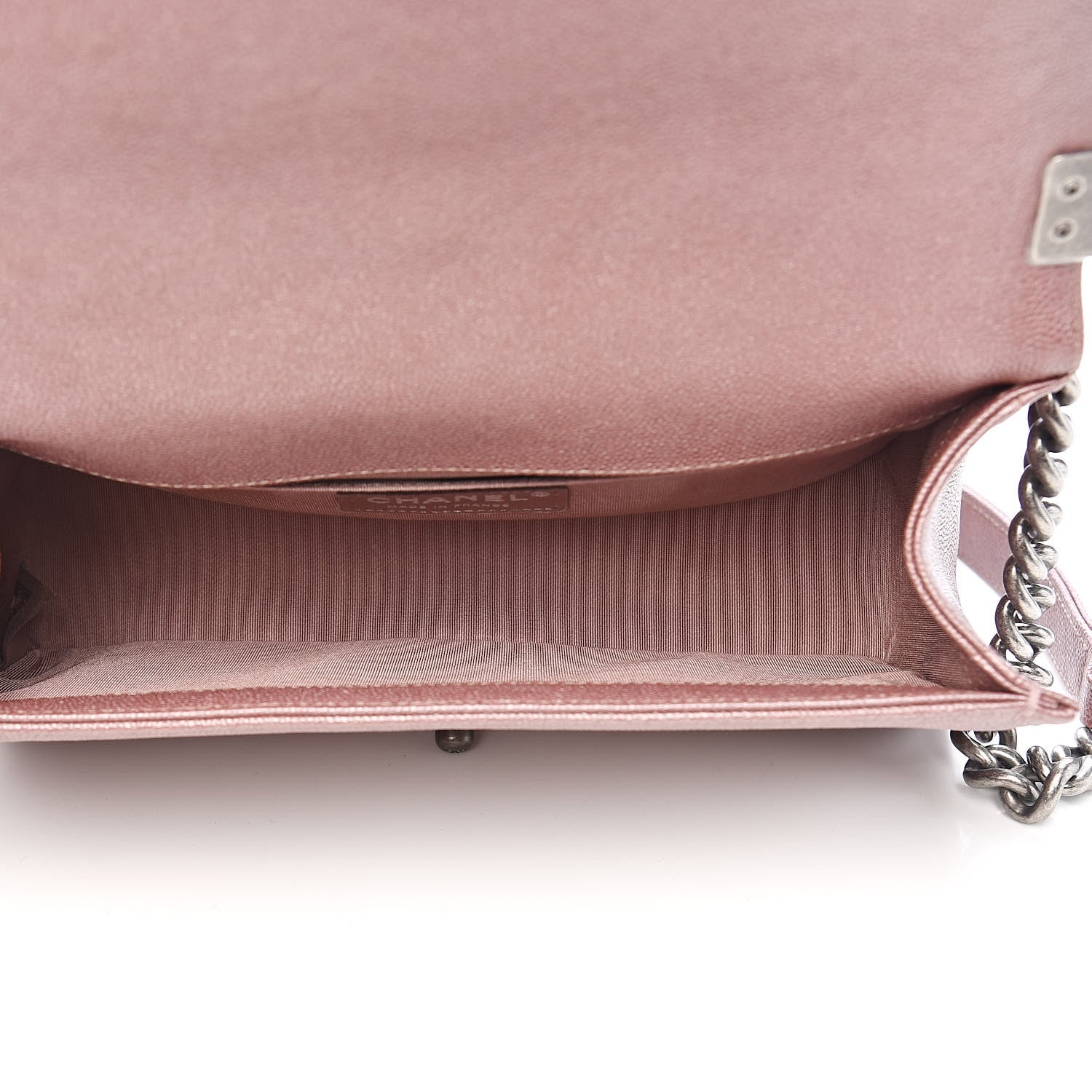Chanel Metallic Caviar Chevron Quilted Medium Boy Flap Dark Pink 5 of 11
