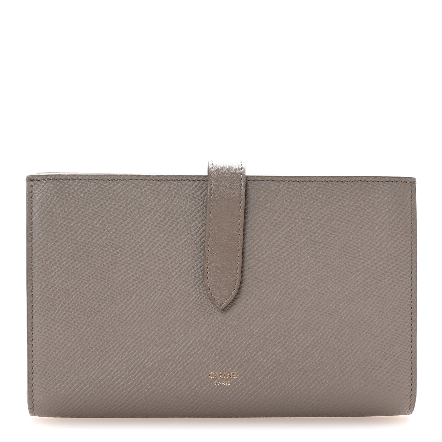 Grained Calfskin Large Multifunction Strap Wallet Pebble