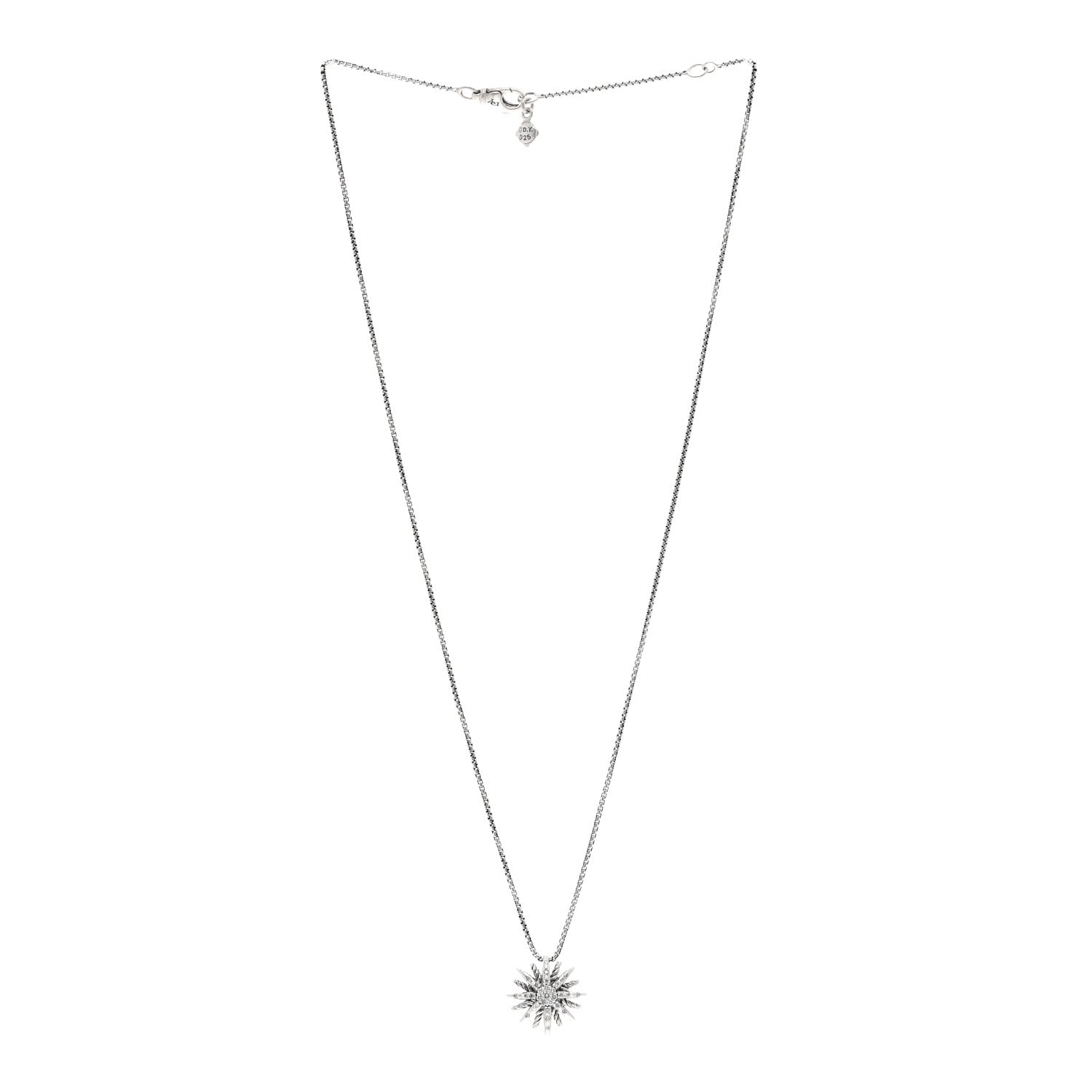 David Yurman Sterling Silver Diamond 16mm Small Starburst Pendant Necklace 3 of 4