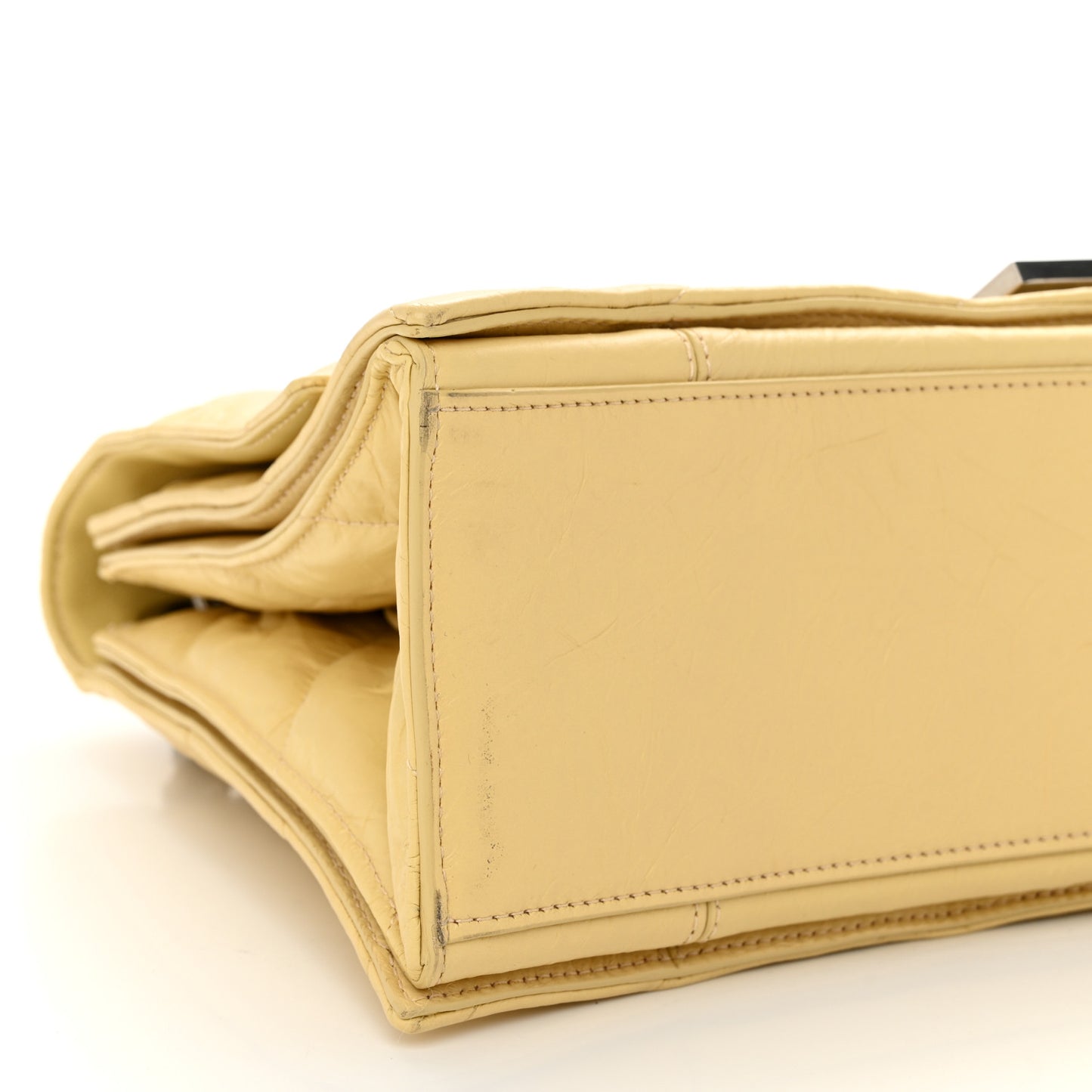 Crushed Calfskin Quilted Medium Crush Chain Bag Butter Yellow