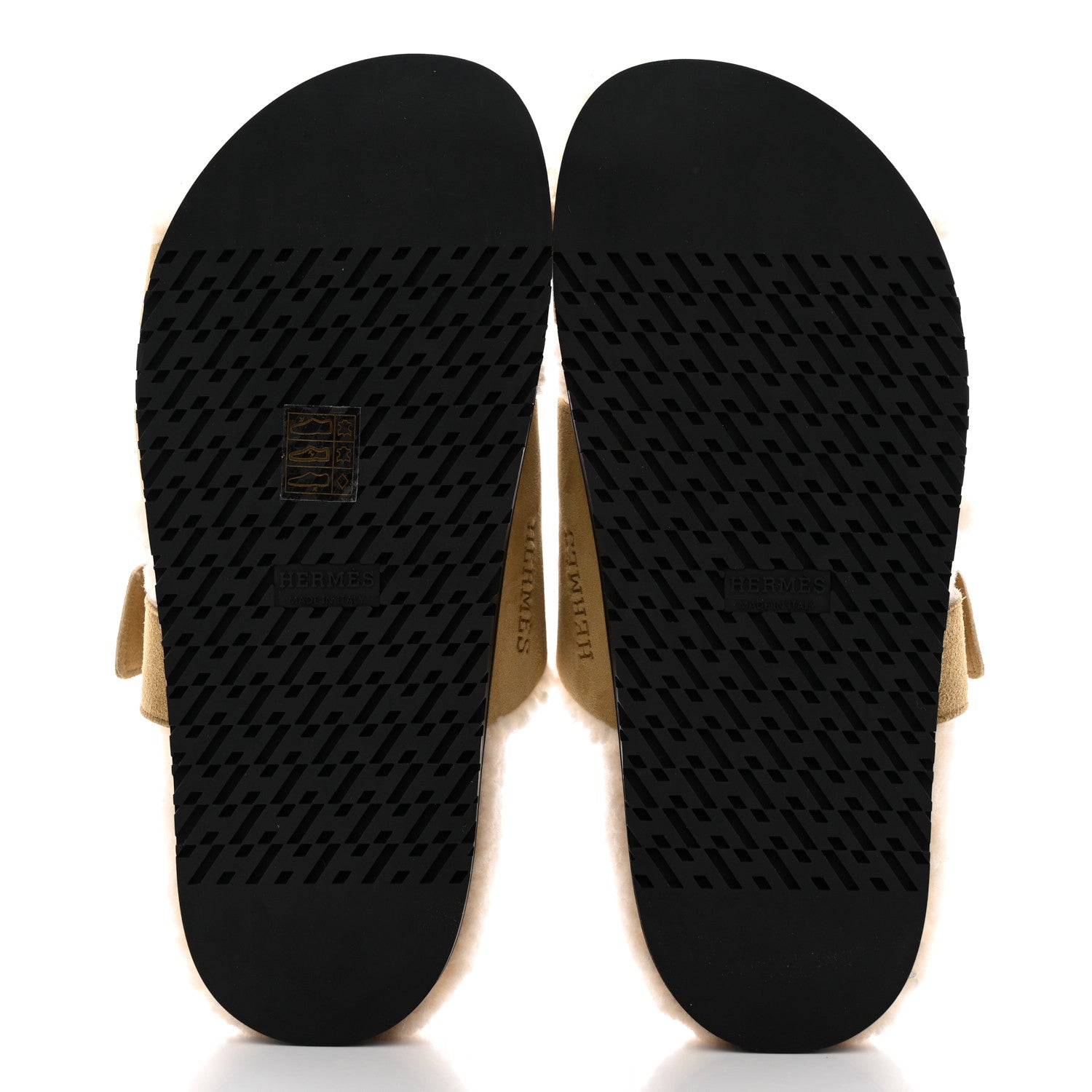 Hermes Suede Goatskin Woolskin Womens Chypre Sandals 38 Golden Beige 5 of 8