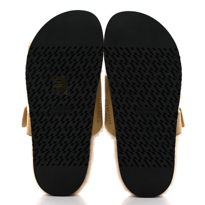 Hermes Suede Goatskin Woolskin Womens Chypre Sandals 38 Golden Beige 5 of 8