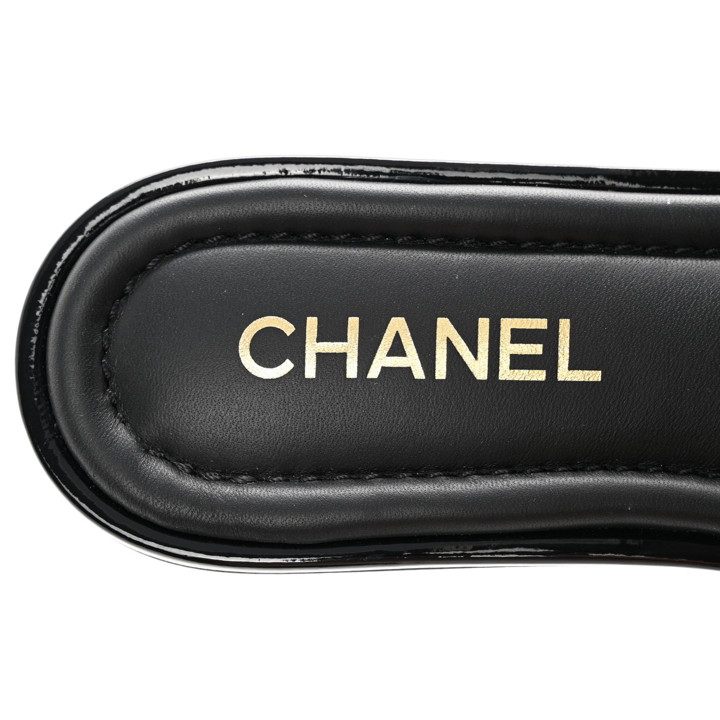 Patent Calfskin CC Mules 39.5 Black