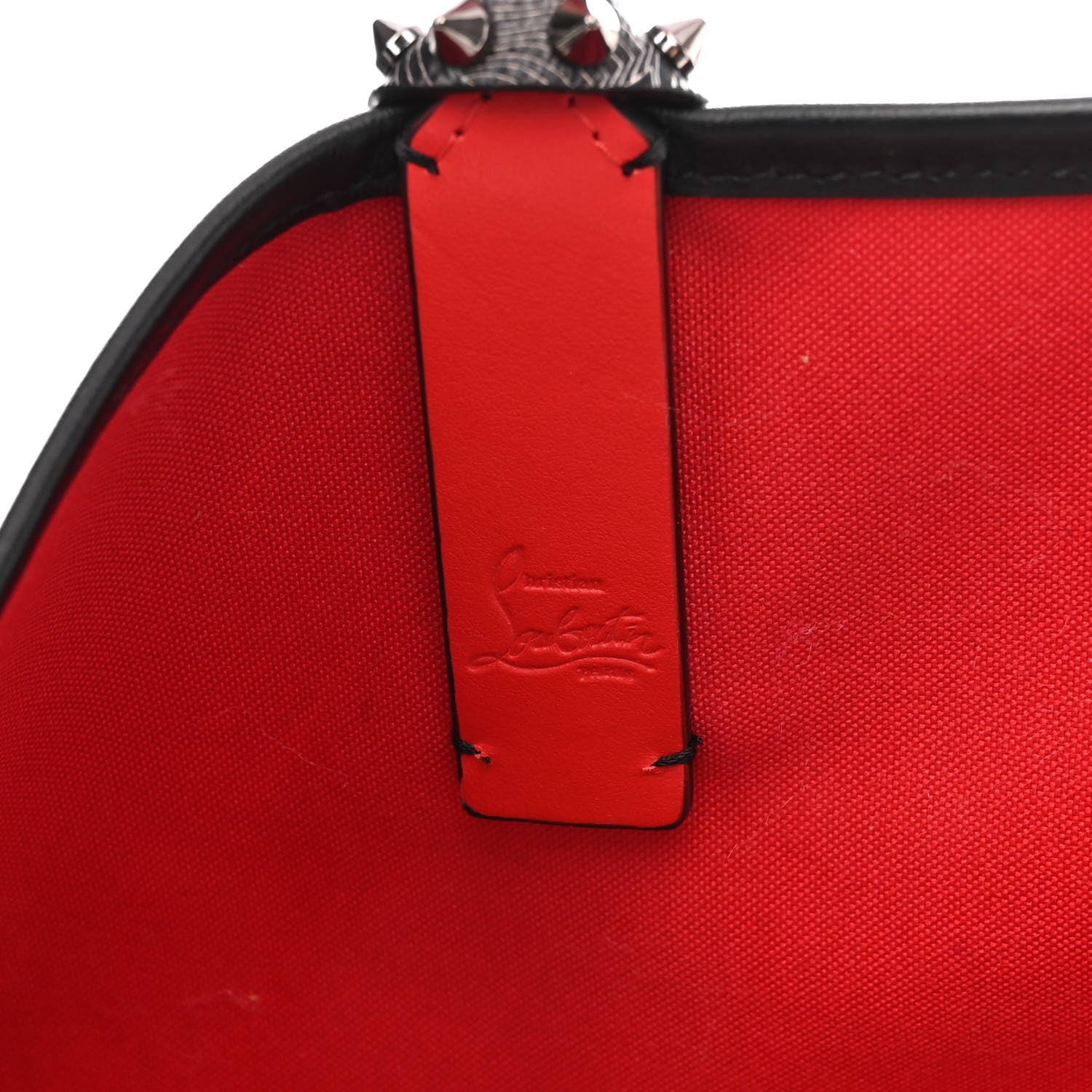 Christian Louboutin Toile Monogram Calfskin Printed Spikes East West Cabata Tote Black 7 of 11