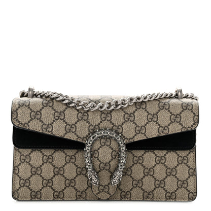 Gucci GG Supreme Monogram Suede Crystal Small Dionysus Shoulder Bag Beige Ebony Black 1 of 11