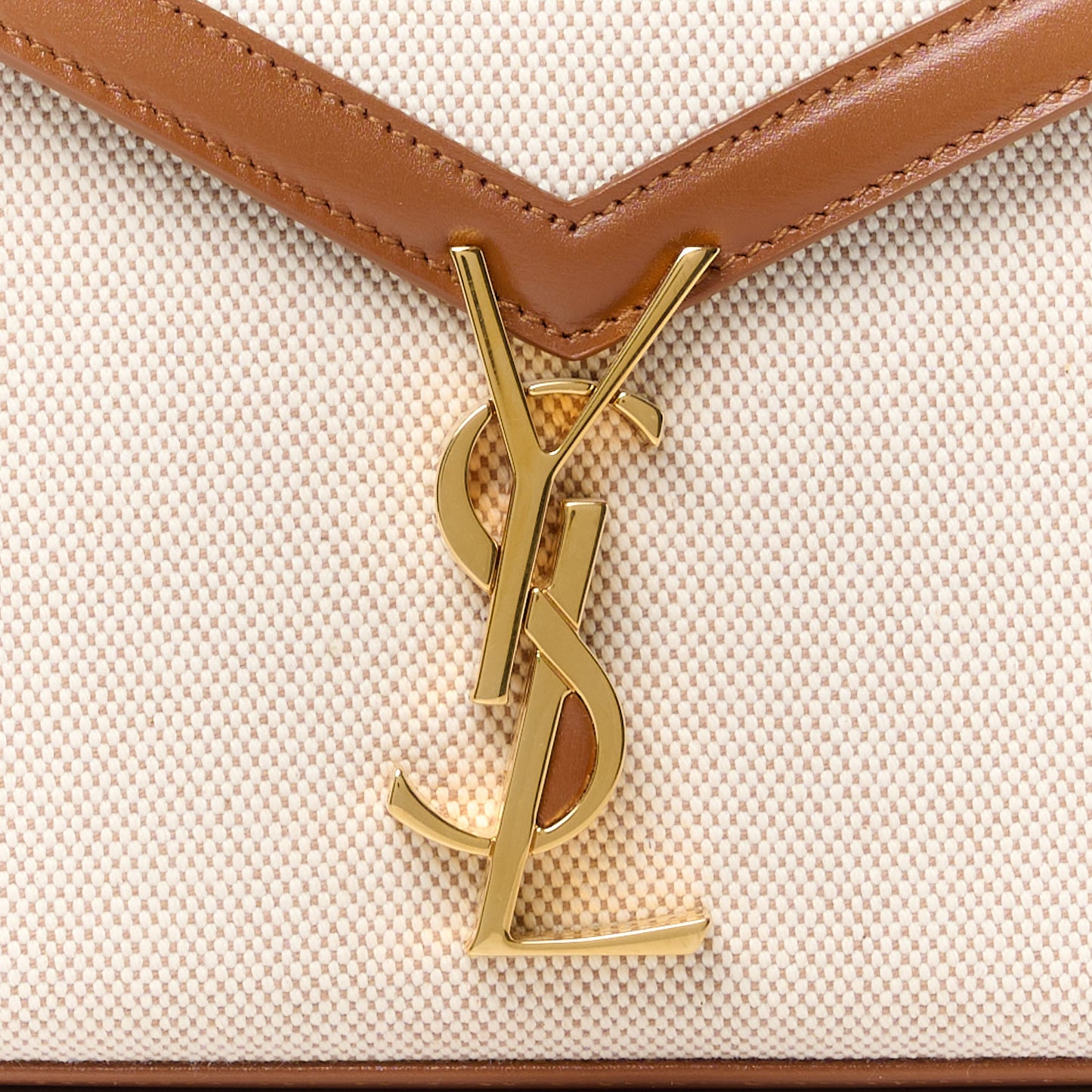Canvas Calfskin Mini Classic Monogram Cassandra Top Handle Tan Natural