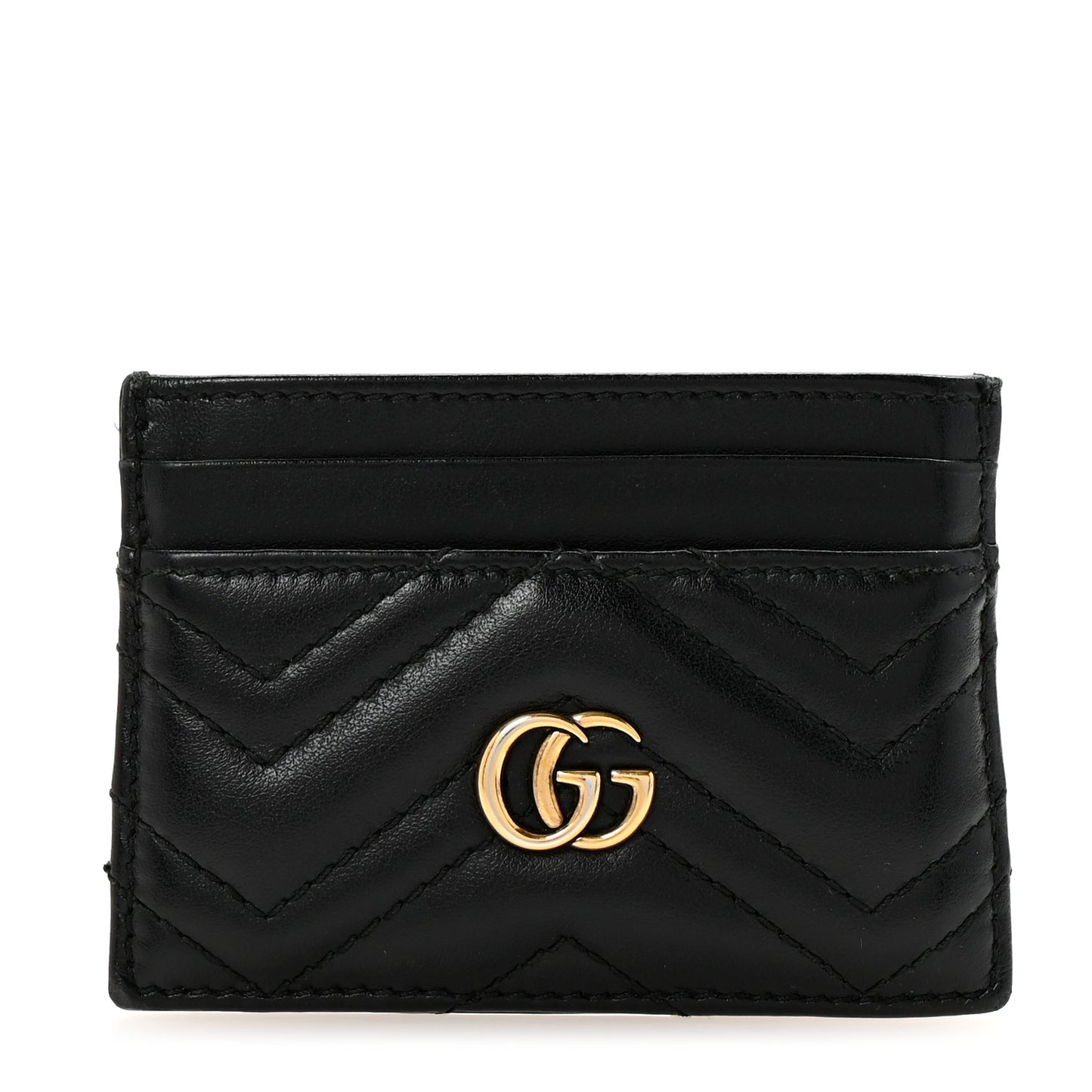Calfskin Matelasse GG Marmont Card Holder Black