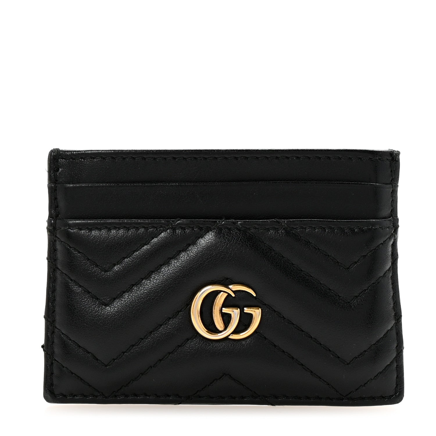 Gucci Calfskin Matelasse GG Marmont Card Holder Black 1 of 7