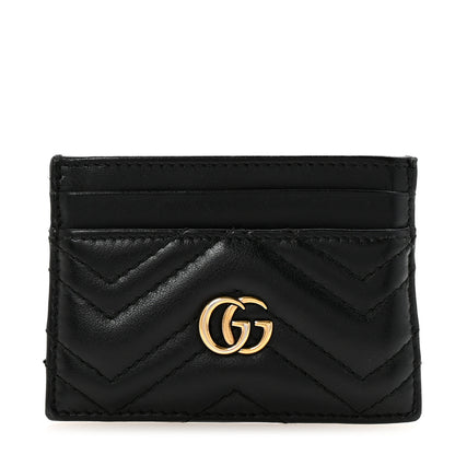 Gucci Calfskin Matelasse GG Marmont Card Holder Black 1 of 7