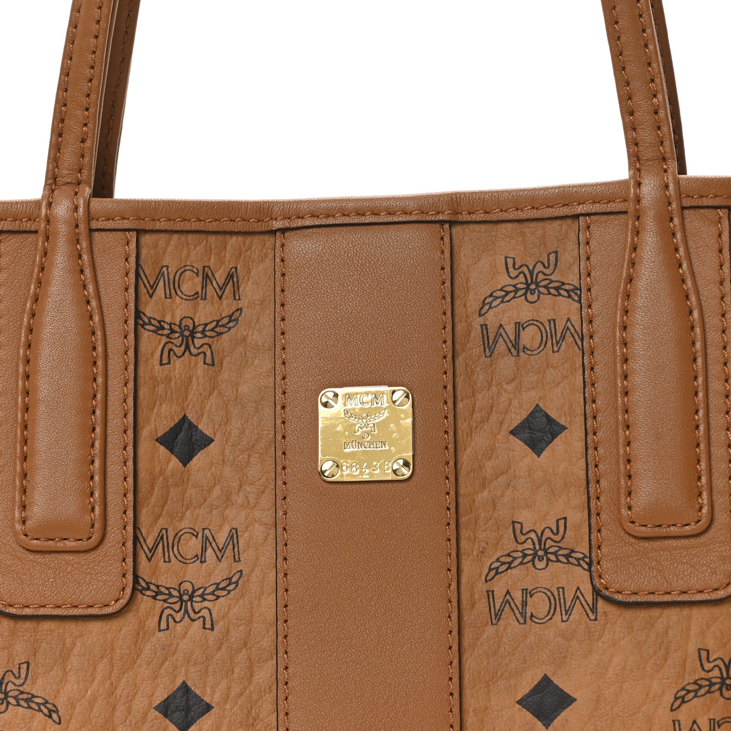 MCM Visetos Mini Liz Reversible Shopper Tote Cognac 8 of 10