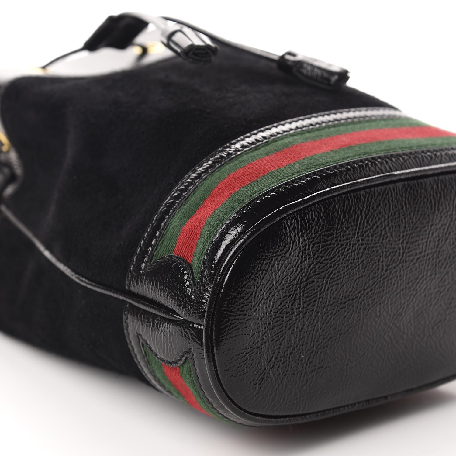 Gucci Suede Patent Web Small Ophidia Bucket Bag Black 6 of 10