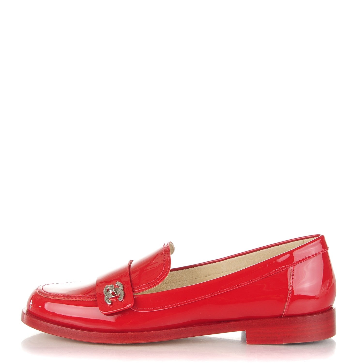 Chanel Patent CC Loafers 36.5 Red 1 of 7