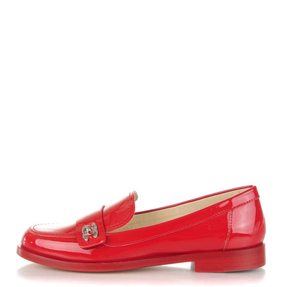 Chanel Patent CC Loafers 36.5 Red 1 of 7