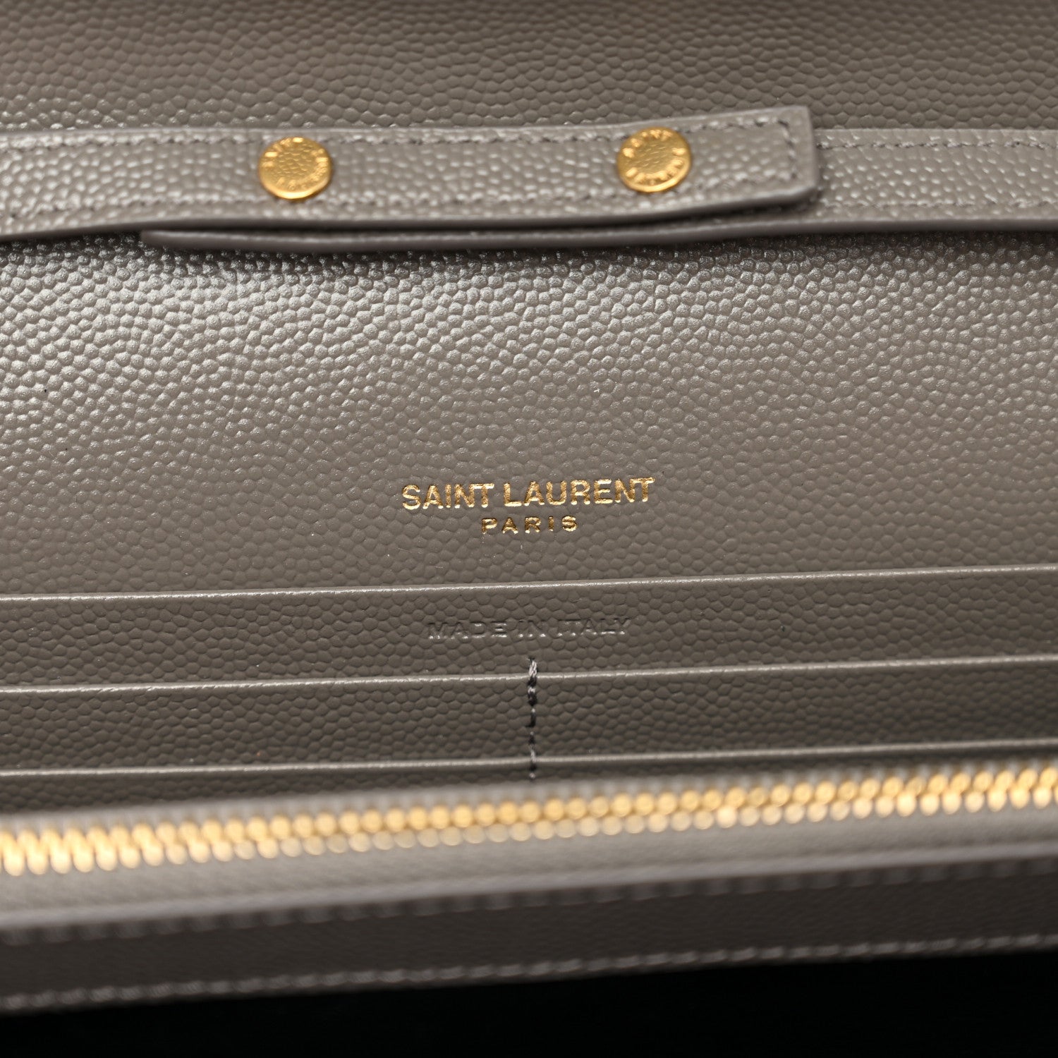 Saint Laurent Grain De Poudre Matelasse Chevron Monogram Chain Wallet Fog 7 of 10