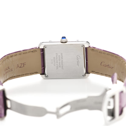 Cartier Stainless Steel Alligator 24mm Tank Solo Quartz Watch Purple 4 of 7