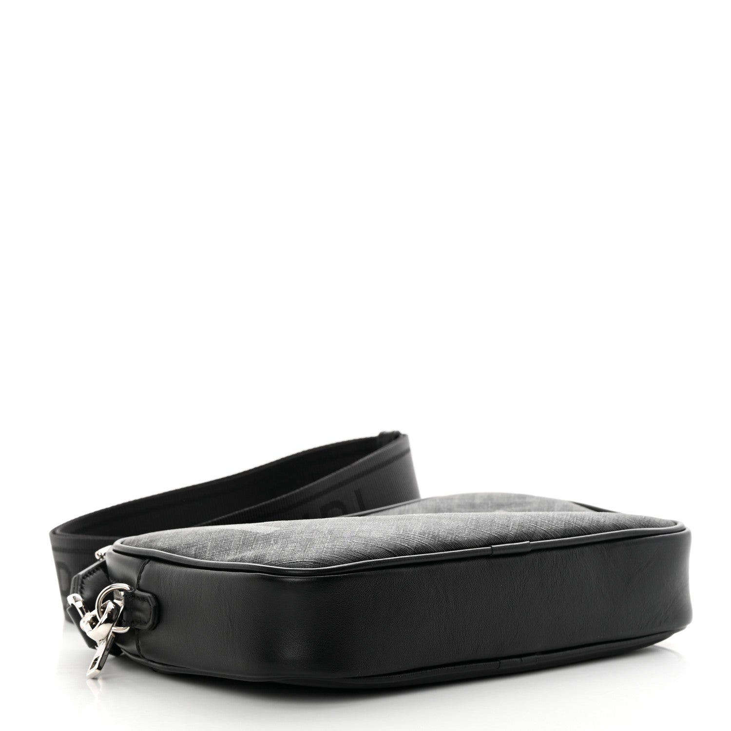 Fendi Shiny Glazed Fabric Vitello Cover FF 1974 Logo Medium Camera Case Black 11 of 12