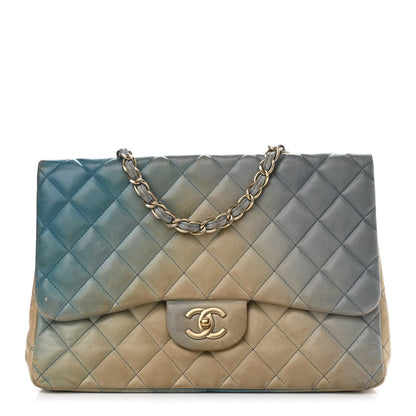 Chanel Lambskin Degrade Quilted Jumbo Single Flap Light Blue 1 of 17