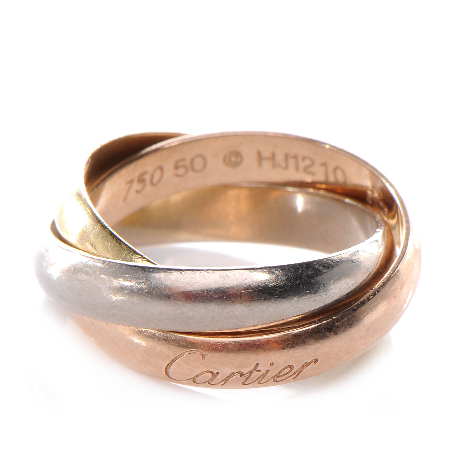 Cartier 18k Pink Yellow White Gold Trinity Ring 50 5.25 1 of 5