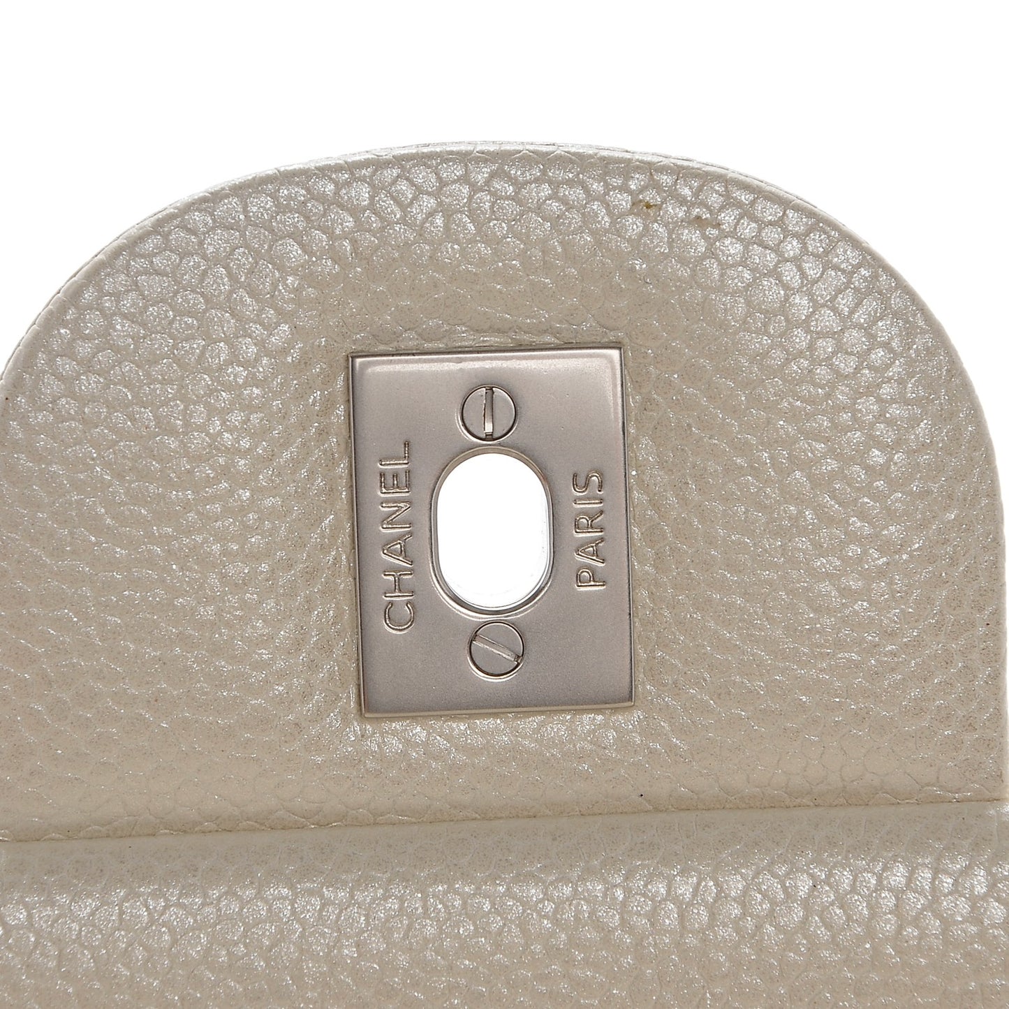 Pearly Caviar Quilted Jumbo Double Flap Dark White