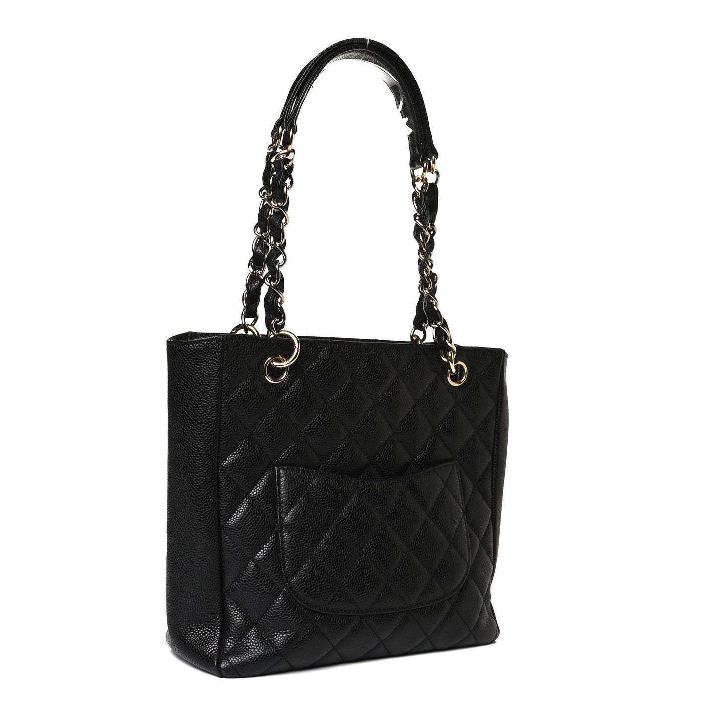 Caviar Quilted Petit Shopping Tote PST Black