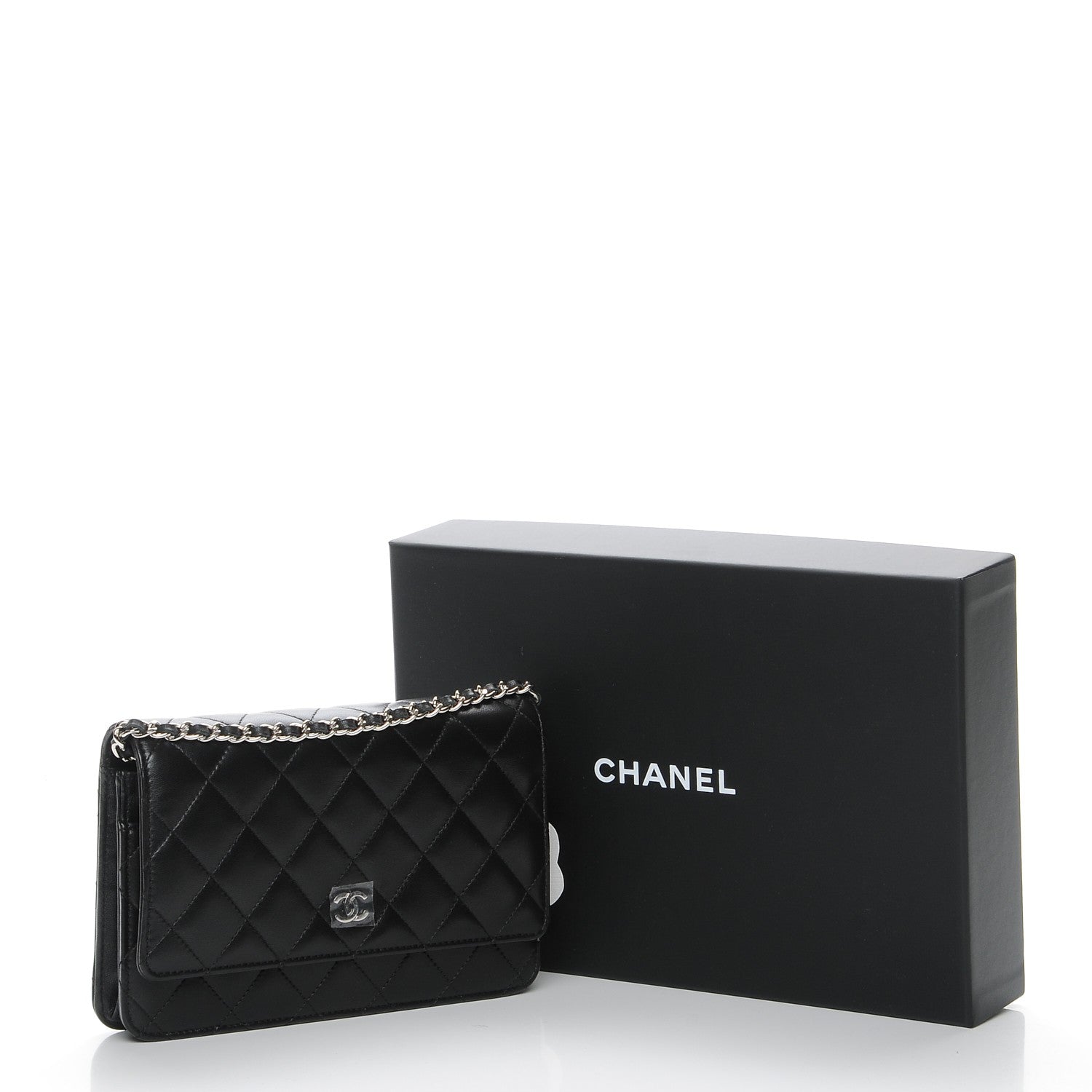 Chanel Lambskin Quilted Wallet On Chain WOC Black 9 of 9