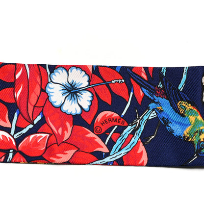 Hermes Silk Jungle Love Twilly Marine Rouge Brun 3 of 4