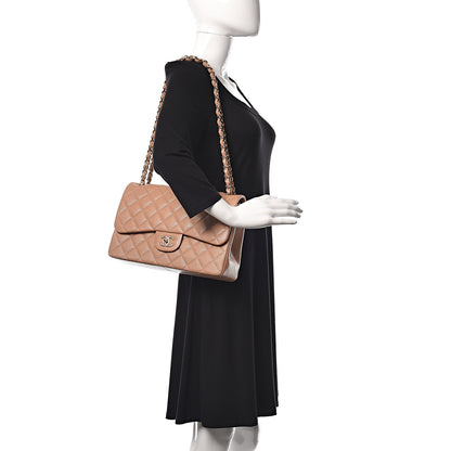 Chanel Caviar Quilted Jumbo Double Flap Beige 2 of 10