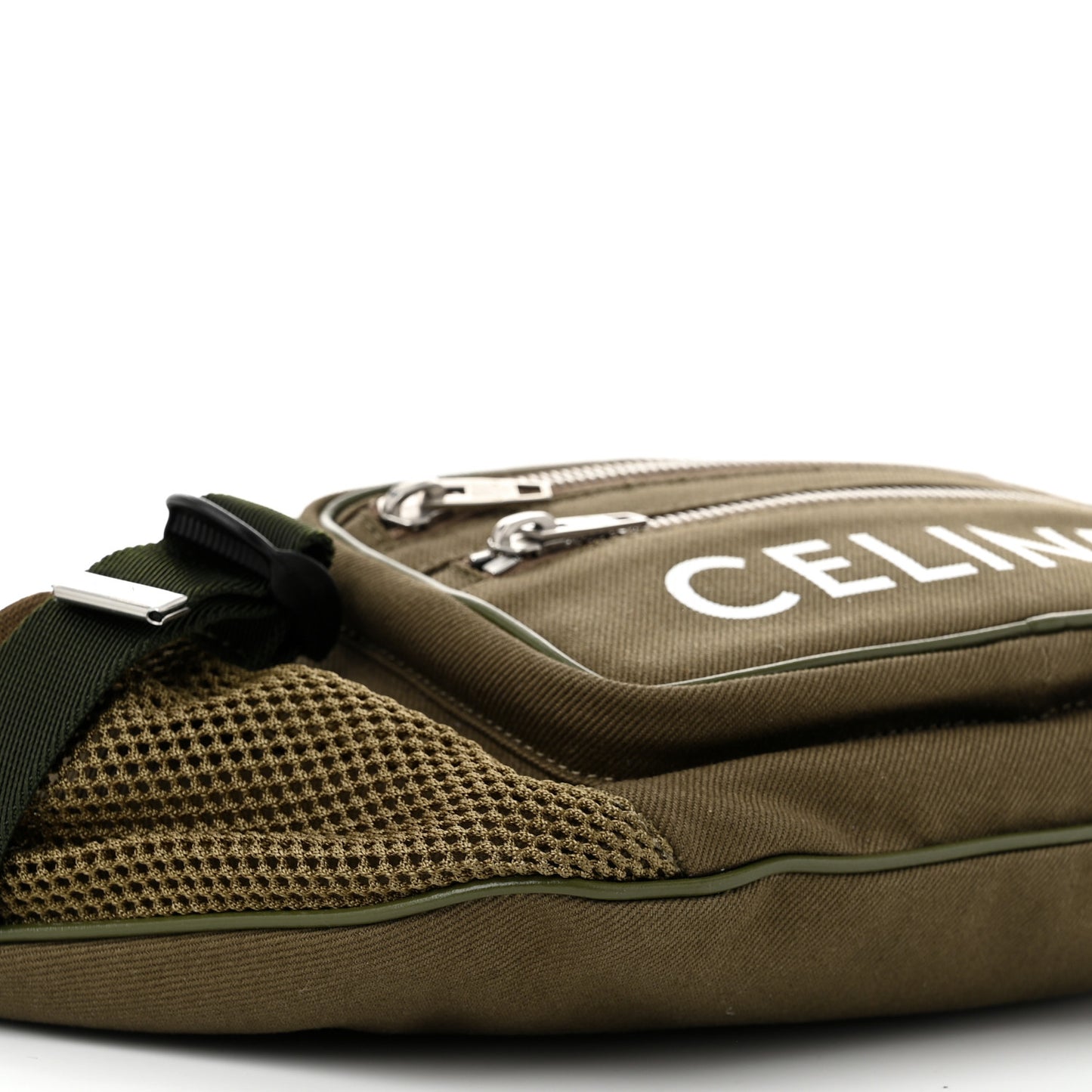 Cotton Gabardine Logo Print Trekking Belt Bag Khaki