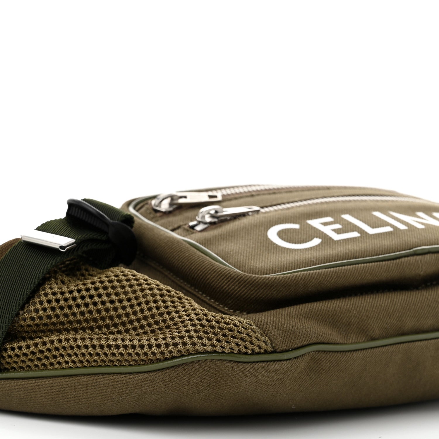 Celine Cotton Gabardine Logo Print Trekking Belt Bag Khaki 7 of 9