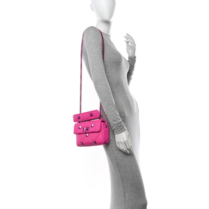 Valentino Garavani Nappa Lacquer Monochrome Small Roman Stud Shoulder Bag Pink PP 2 of 9