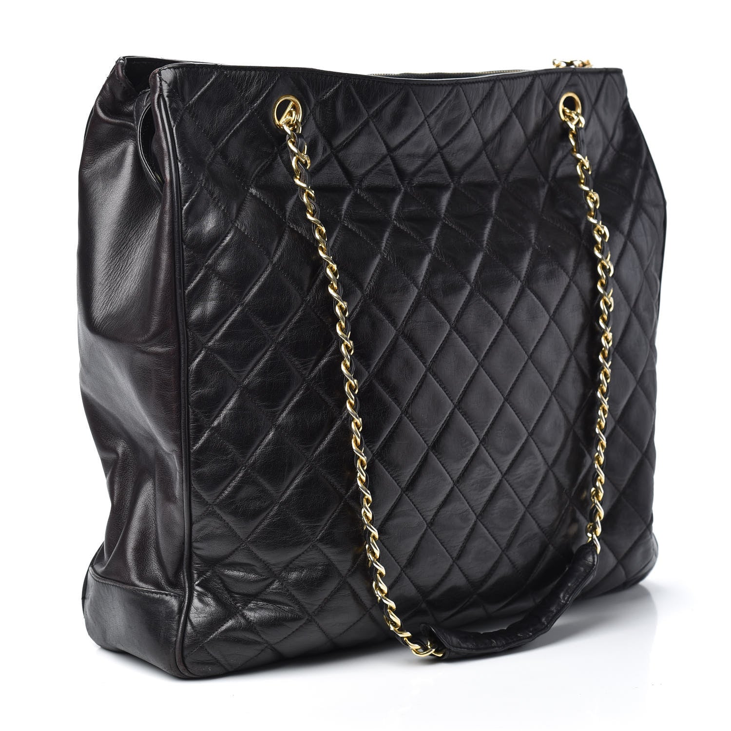 Chanel Lambskin Quilted Shopping Tote Black 3 of 10