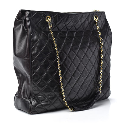 Chanel Lambskin Quilted Shopping Tote Black 3 of 10