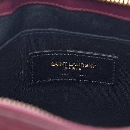 Saint Laurent Calfskin Matelasse Chevron Monogram A5 Wristlet Dark Legion Red 6 of 7
