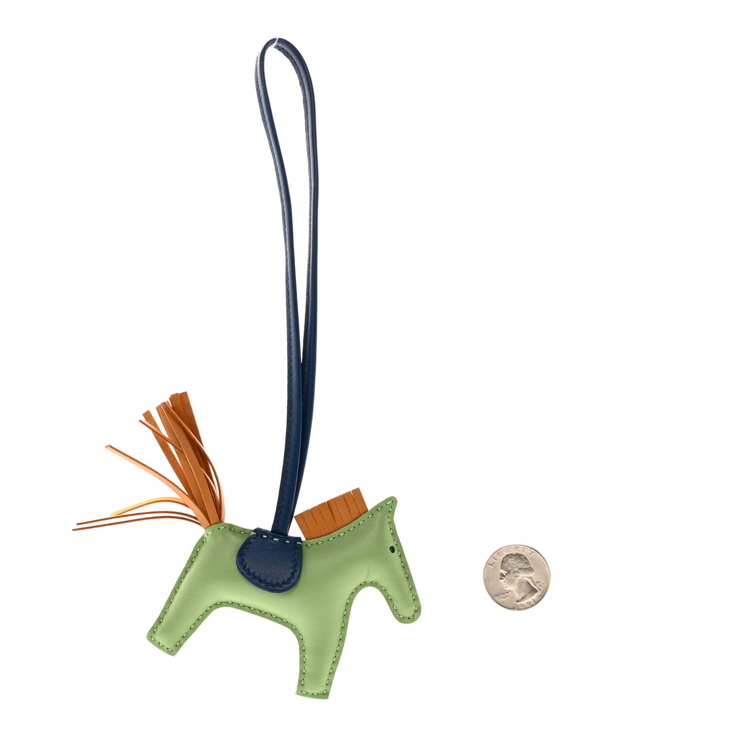 Milo Lambskin Grigri Rodeo Horse Bag Charm PM Vert Criquet Sesame Bleu De Malte