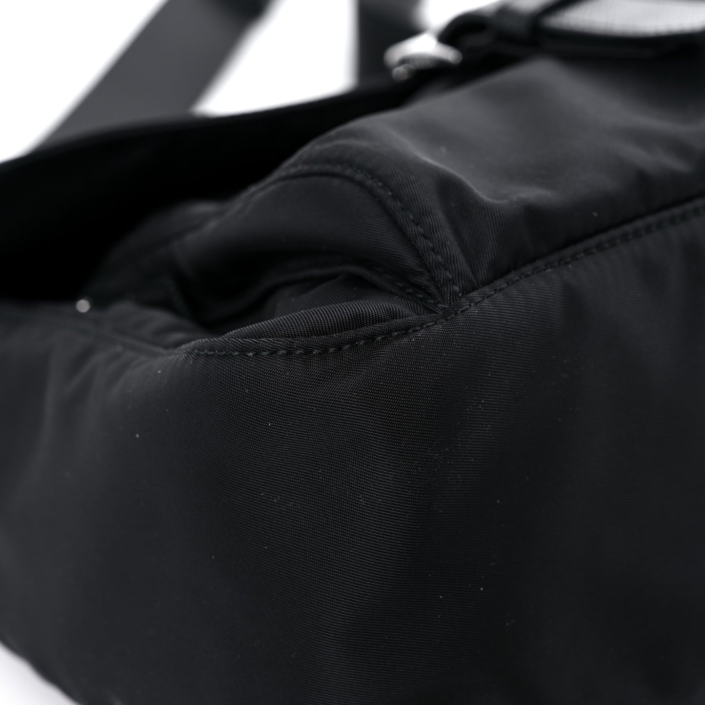 Nylon Vela Saffiano Single Buckle Messenger Shoulder Bag Black
