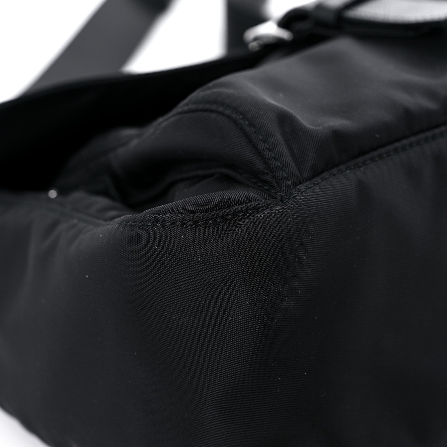 Prada Nylon Vela Saffiano Single Buckle Messenger Shoulder Bag Black 7 of 11