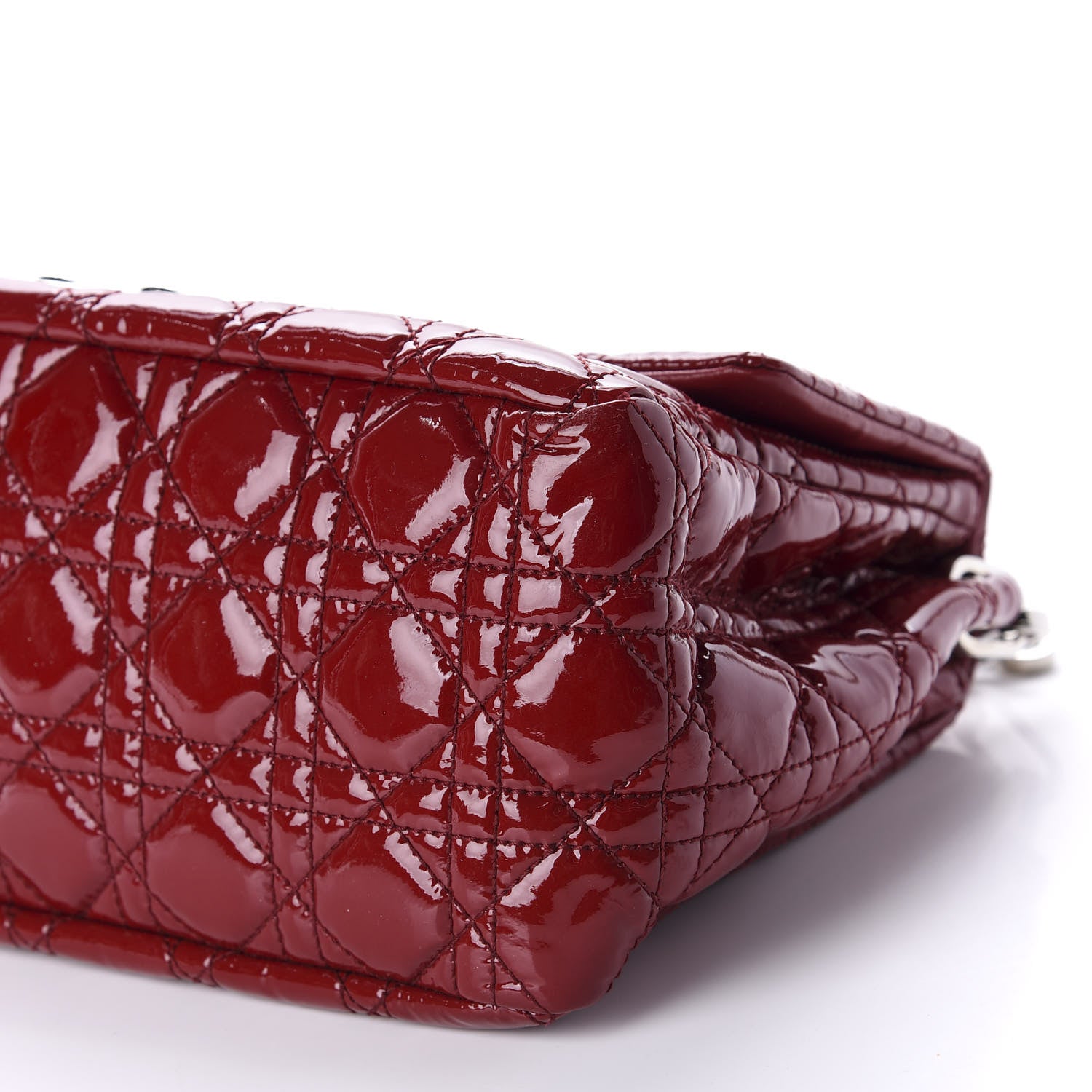 Christian Dior Patent Cannage New Lock Flap Red 7 of 10