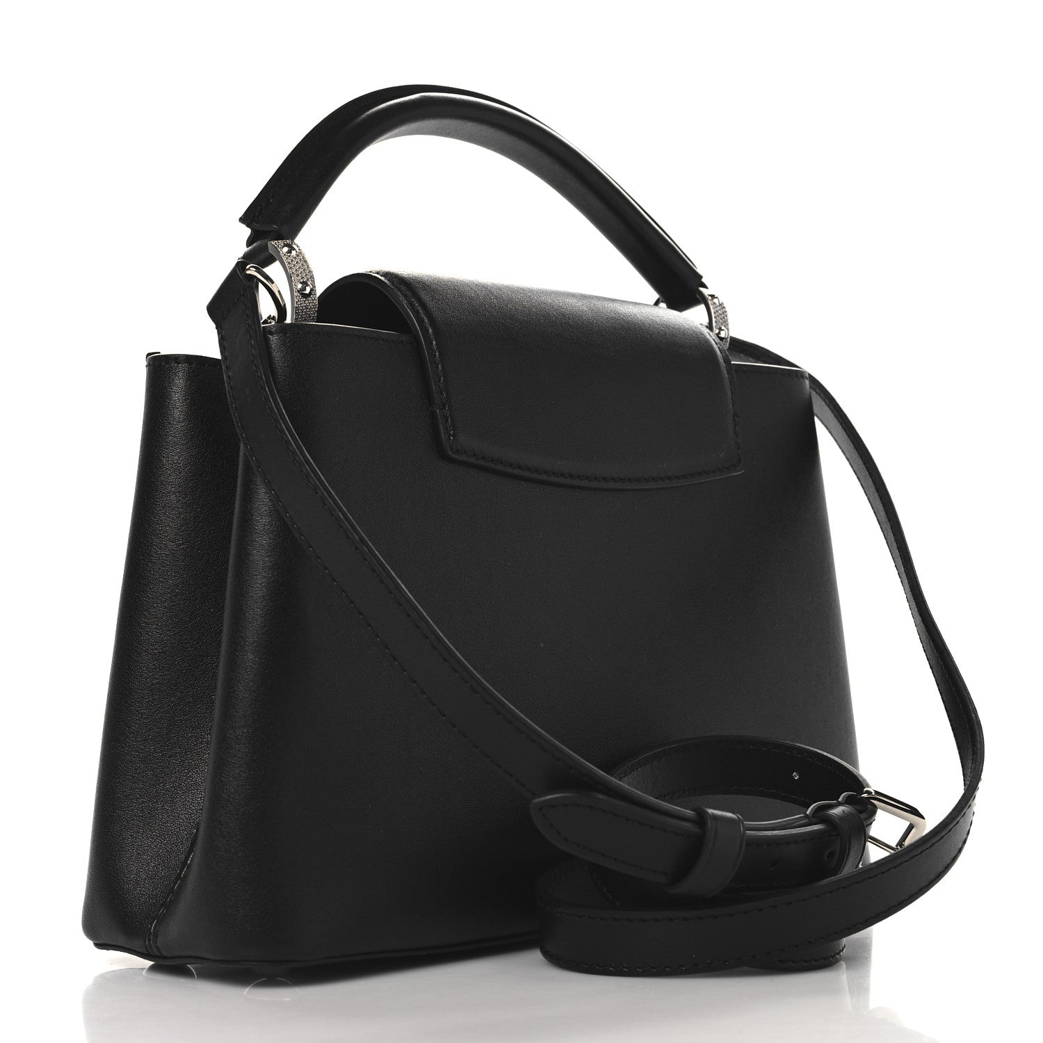 Louis Vuitton Smooth Calfskin Crystal Flowers Capucines BB Black 3 of 9