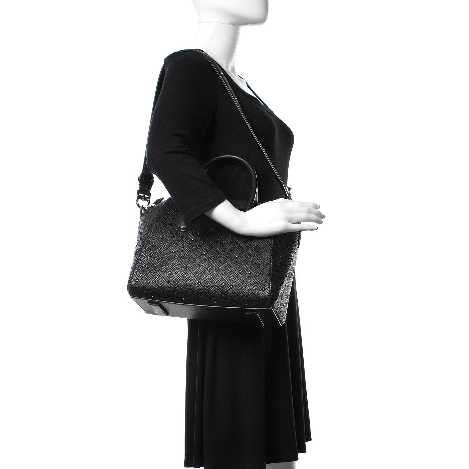 Givenchy Lambskin Logo Embossed Small Studded Antigona Black 2 of 10
