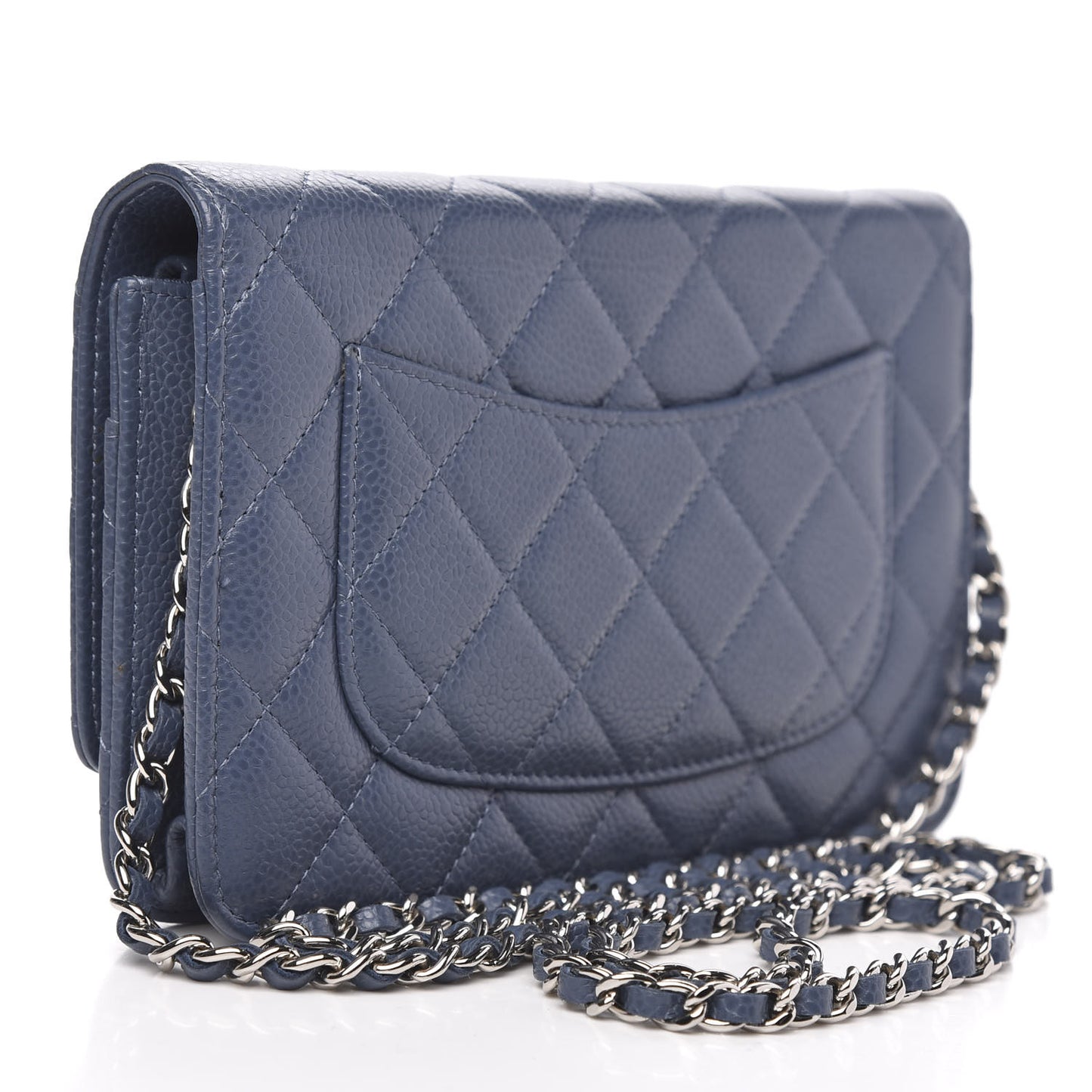 Caviar Quilted Wallet On Chain WOC Blue