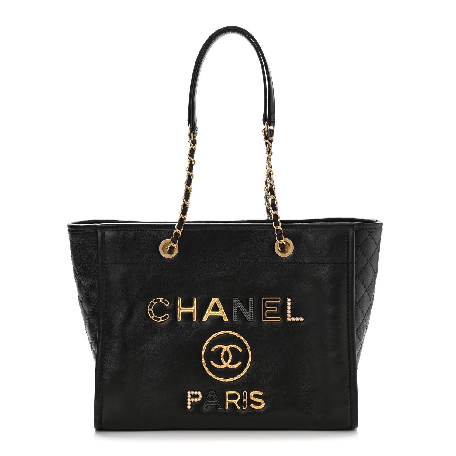 Chanel Aged Calfskin Small Charms Deauville Tote Black 1 of 11