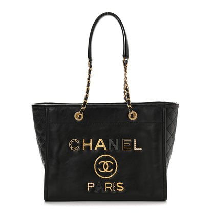 Chanel Aged Calfskin Small Charms Deauville Tote Black 1 of 11
